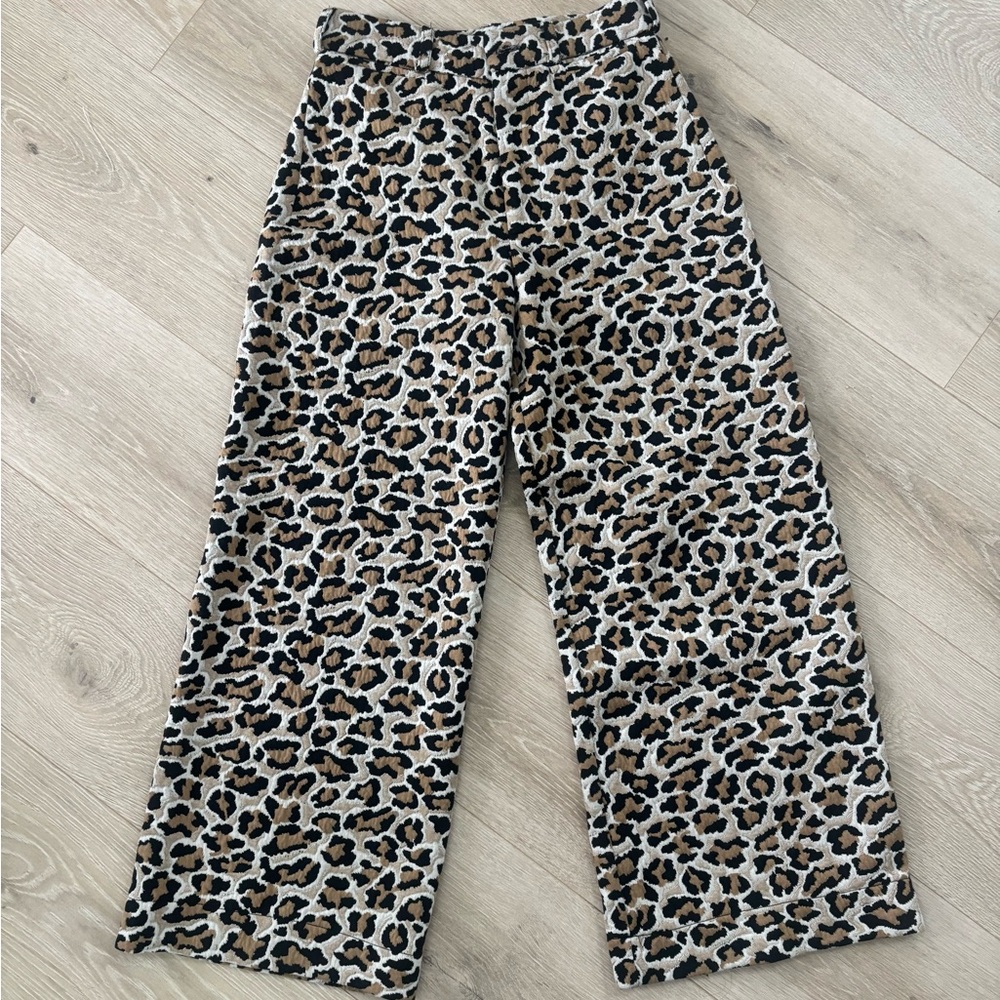NWT Maeve The Ettie Colette high-rise crop leopard-print wide-leg pant - Picture 5 of 5
